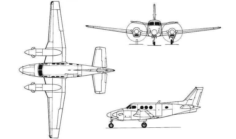 BEECH 90 (F90) King Air BE9T 3D view